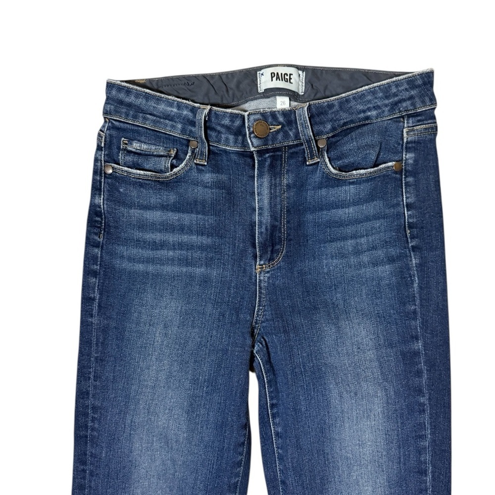 PAIGE Womens Colette Crop Flare Raw Hem Blue Jeans Size 26 - Picture 2 of 7